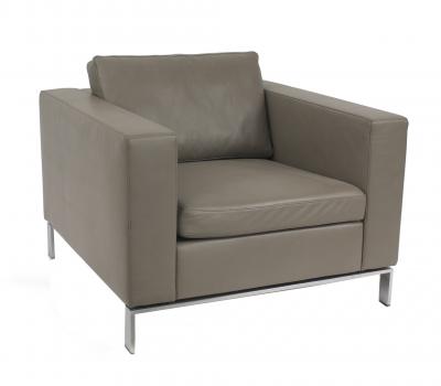 2 Contemporary Tufted Leather Arm Chairs