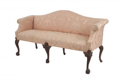 2 English Chippendale Pink Upholstery Settees