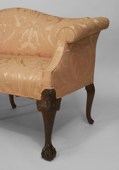 2 English Chippendale Pink Upholstery Settees