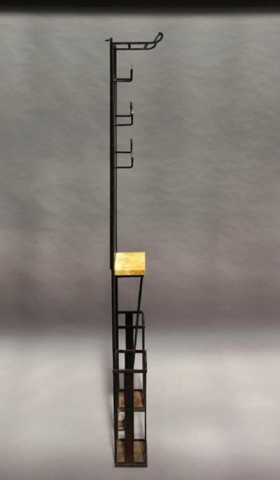 2 Fine French Art Deco Wrought Iron Coat Racks with an Umbrella and Hat Stands