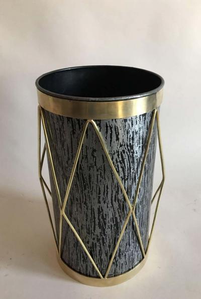 2 French Mid Century Modern Umbrella Stands or Waste Baskets by Maison Jansen