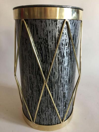 2 French Mid Century Modern Umbrella Stands or Waste Baskets by Maison Jansen
