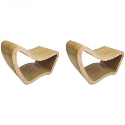 2 Italian Mid Century Modern Minimalist Sculptures Modern Lounge Chairs 1950