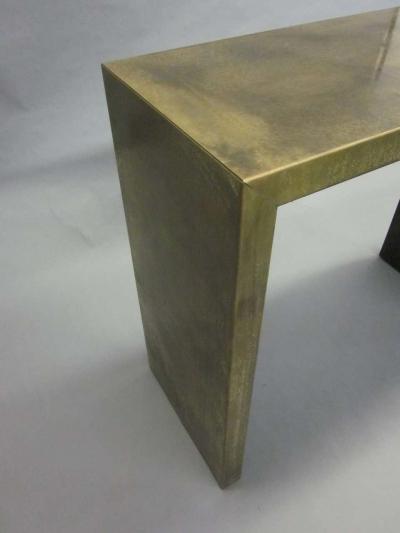 2 Italian Mid Century Modern Patinated Brass Consoles 1970