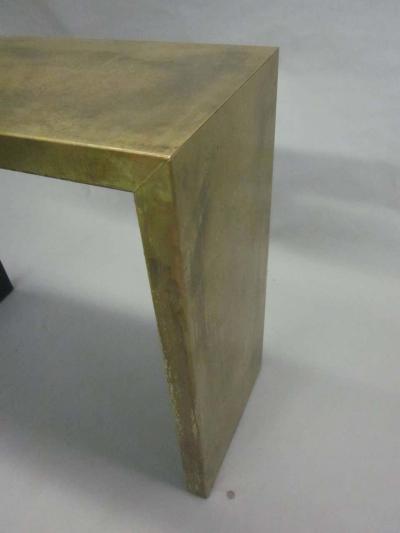 2 Italian Mid Century Modern Patinated Brass Consoles 1970