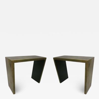 2 Italian Mid Century Modern Patinated Brass Consoles 1970