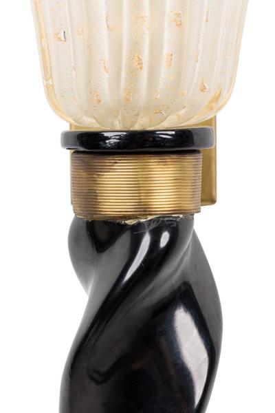 2 Italian Mid Century Murano Glass Torch Wall Sconce
