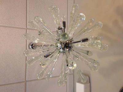 2 Italian Mid Century Murano Venetian Glass Starburst Sputnik Chandeliers