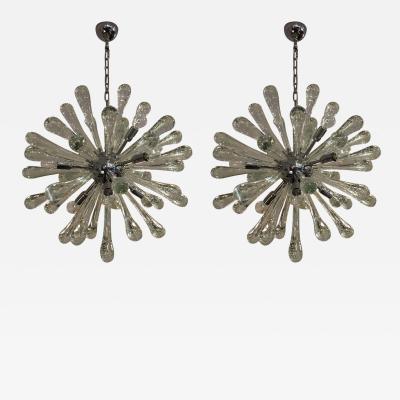2 Italian Mid Century Murano Venetian Glass Starburst Sputnik Chandeliers