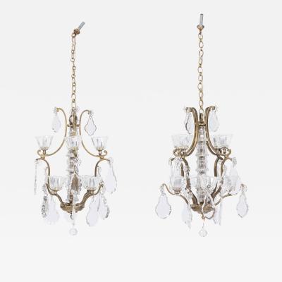 2 Louis XV style Small Dore and Crystal Chandelier