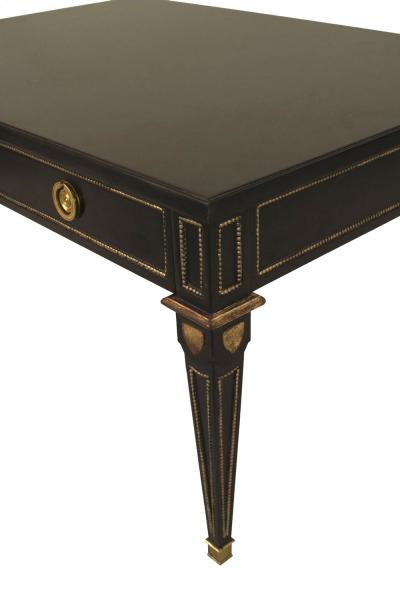 2 Maison Jansen French Louis XVI Style Ebonized and Gilt Coffee Tables