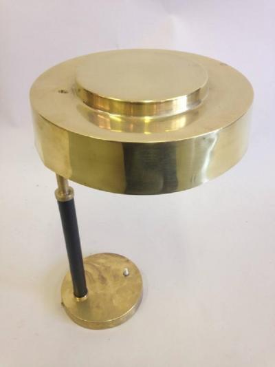 2 Mid Century Modern Brass and Leather Marine Desk Table Lamps England 1930