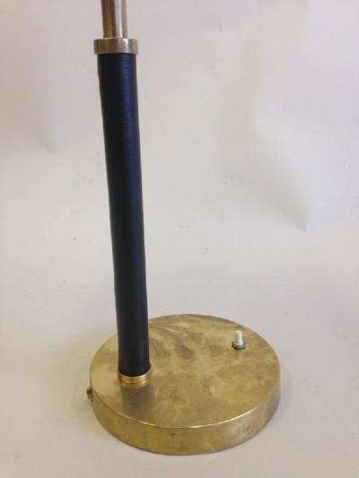 2 Mid Century Modern Brass and Leather Marine Desk Table Lamps England 1930