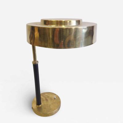 2 Mid Century Modern Brass and Leather Marine Desk Table Lamps England 1930