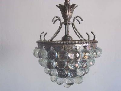 2 Modern Neoclassical Silver and Crystal Viennese Pendants Chandeliers