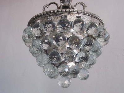 2 Modern Neoclassical Silver and Crystal Viennese Pendants Chandeliers