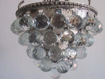2 Modern Neoclassical Silver and Crystal Viennese Pendants Chandeliers