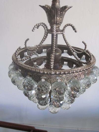 2 Modern Neoclassical Silver and Crystal Viennese Pendants Chandeliers