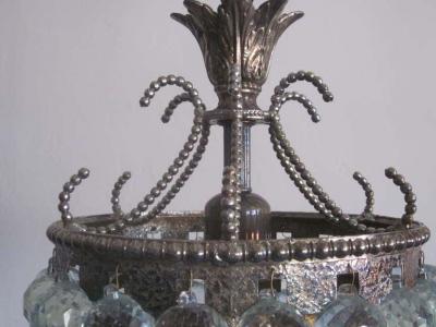 2 Modern Neoclassical Silver and Crystal Viennese Pendants Chandeliers