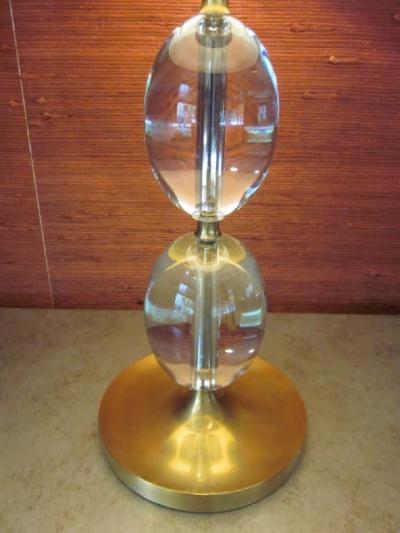 2 Pairs of Italian Mid Century Modern Style Brass and Crystal Sphere Table Lamps