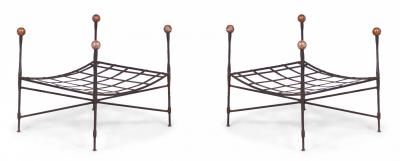 2 Pairs of John Salterini American Mid Century Iron Outdoor Ottomans