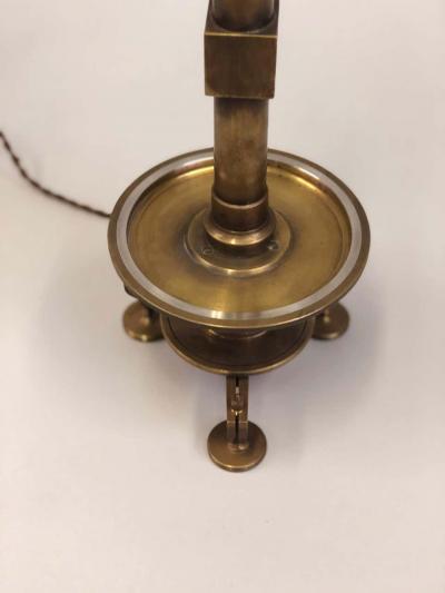 2 Pairs of Modern Neoclassical Brass and Steel Industrial Style Table Lamps