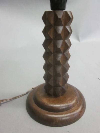 2 Pairs of Small French Mid Century Modern Carved Wood Table Lamps 1940