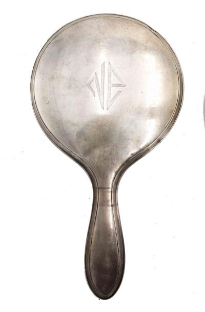 2 Piece American Art Deco Silver Brush and Mirror Set