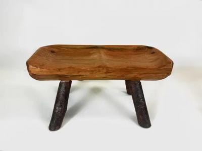 2 Rare Italian Modern Craftsman Alpine Benches in Hand Carved Cypress