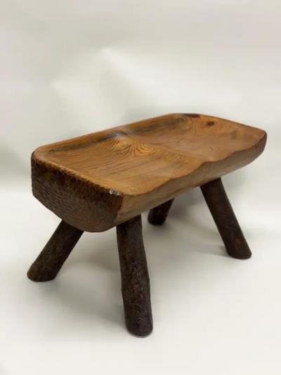 2 Rare Italian Modern Craftsman Alpine Benches in Hand Carved Cypress