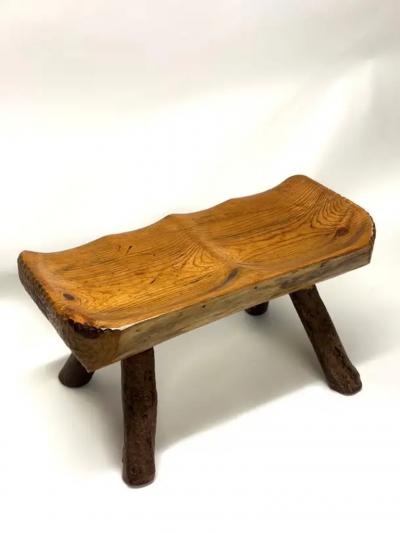 2 Rare Italian Modern Craftsman Alpine Benches in Hand Carved Cypress