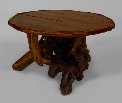 2 Rustic Adirondack style modern Round Coffee Tables