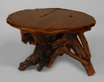 2 Rustic Adirondack style modern Round Coffee Tables
