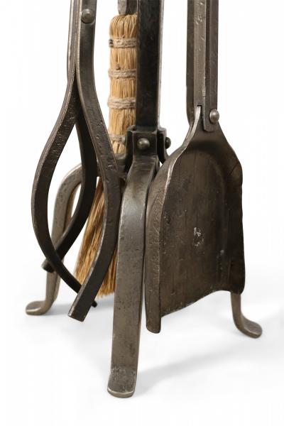 2 Sets of English Victorian Wrought Iron Fireplace Tools