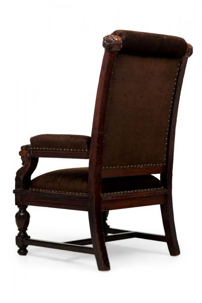 2 Similar English Victorian Brown Upholstered Judges Chairs