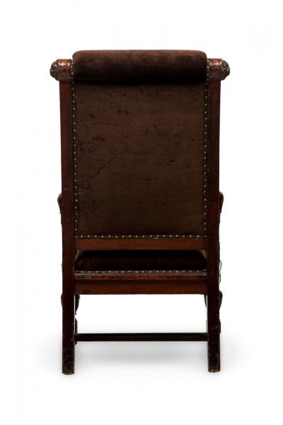 2 Similar English Victorian Brown Upholstered Judges Chairs