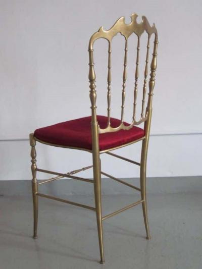 2 Solid Brass Italian Mid Century Modern Chiavari Vanity Desk Side Chair