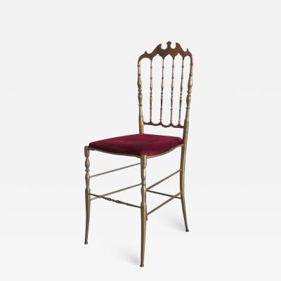 2 Solid Brass Italian Mid Century Modern Chiavari Vanity Desk Side Chair