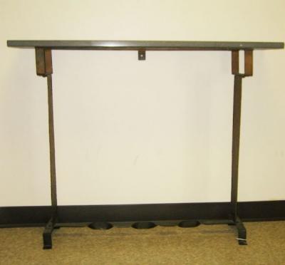 2 WROUGHT IRON and MARBLE CONSOLES