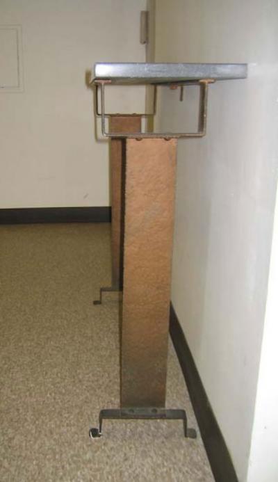 2 WROUGHT IRON and MARBLE CONSOLES