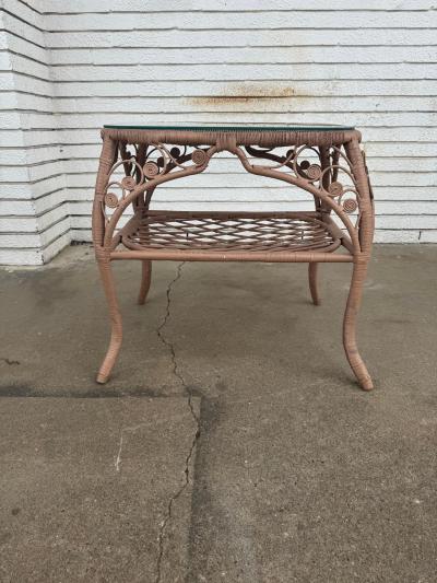 2 Wicker End Table with Glass Top