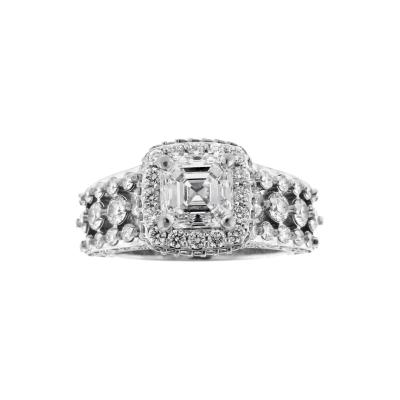 2 carat Asscher Cut Diamond Halo Engagement Ring