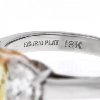 2 carat Cushion Cut Diamond Fancy Intense Yellow GIA Three Stone Engagement Ring