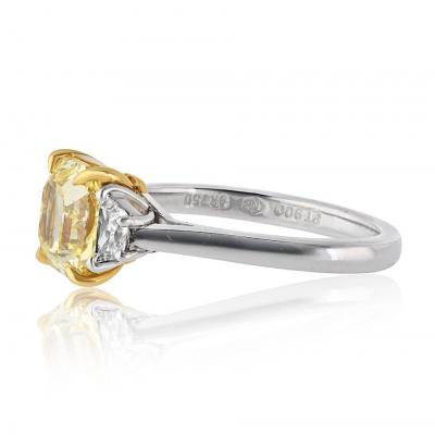 2 carat Cushion Cut Diamond GIA 2 Side Traps approx 40 cts Ring