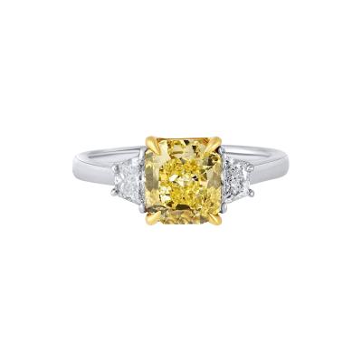 2 carat Cushion Cut Diamond GIA 2 Side Traps approx 40 cts Ring