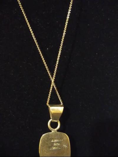 20 Sterling Silver and Onyx Taxco Mexico Pendant on Link Chain