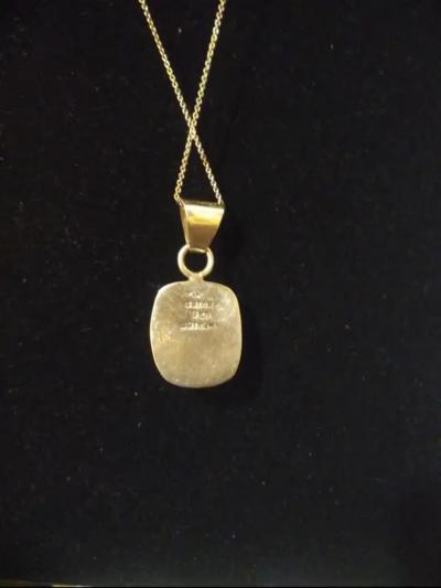 20 Sterling Silver and Onyx Taxco Mexico Pendant on Link Chain