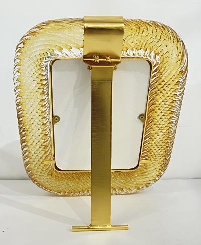 2010 Modern Italian Gold Amber Crystal Twisted Murano Glass Brass Picture Frame