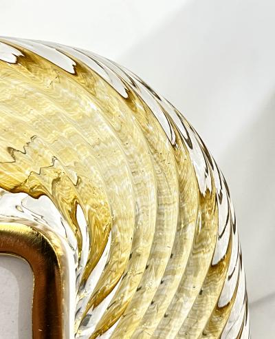 2010 Modern Italian Gold Amber Crystal Twisted Murano Glass Brass Picture Frame