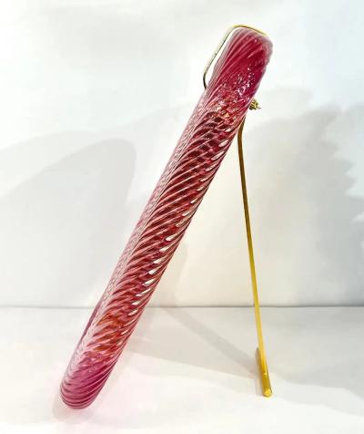 2010 Modern Italian Rose Pink Crystal Twisted Murano Glass Brass Picture Frame